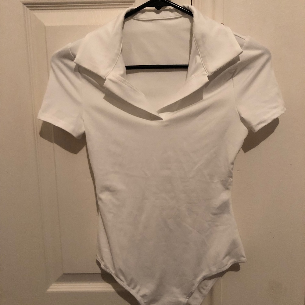 White collared bodysuit